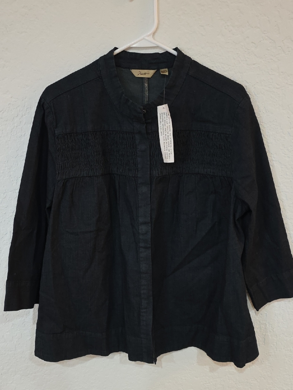 Motto Dark Denim Mandarin Collar Blose Size L